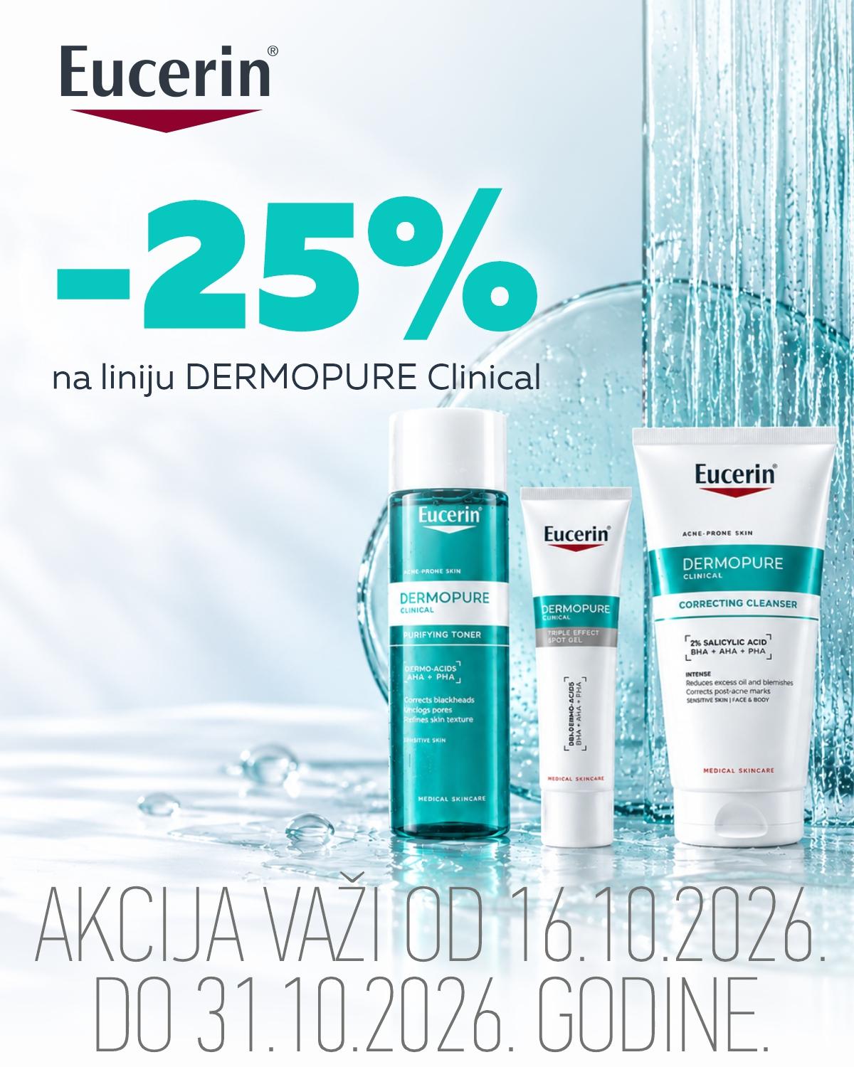 25% popusta na Eucerin DermoPure Clinical liniju. 25% popusta na Eucerin DermoPure Clinical liniju.